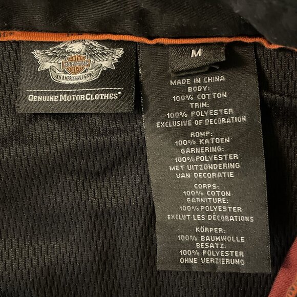 Harley Davidson Canvas Button Up Shirt Short Sleeves Vented Embroidered Sz M - Picture 9 of 12